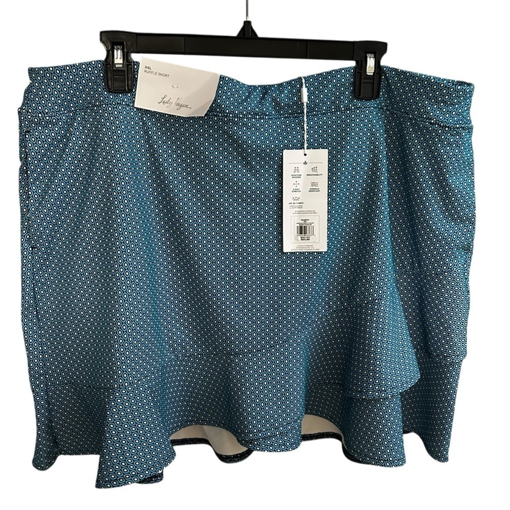 Lady Hagen Overlap Ruffle Golf Skort XXL Blue Built-In Shorts Tennis Activewear